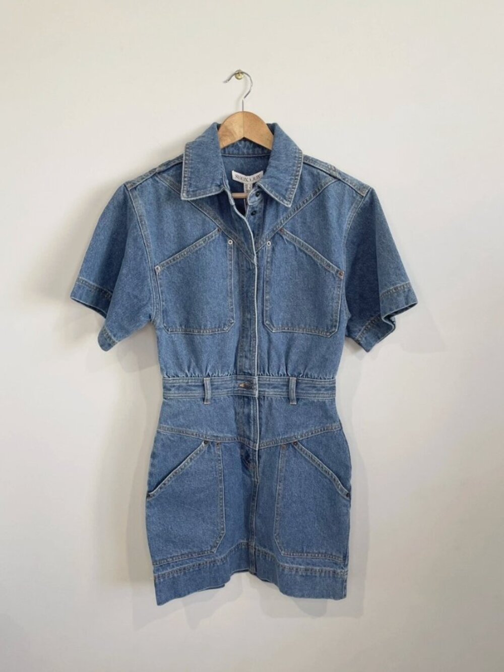Shona Joy Emily Blue Denim Mini Dress Size 4 - Picture 4 of 5